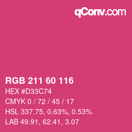 颜色代码: RGB 211 60 116 | qconv.com