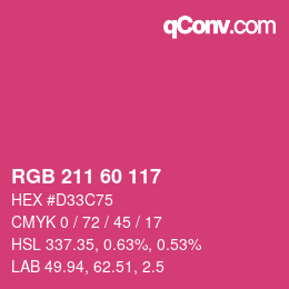 颜色代码: RGB 211 60 117 | qconv.com