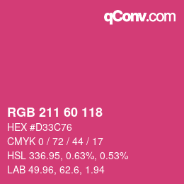 カラーコード: RGB 211 60 118 | qconv.com