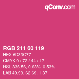 颜色代码: RGB 211 60 119 | qconv.com
