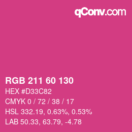 カラーコード: RGB 211 60 130 | qconv.com
