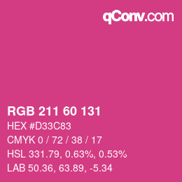 颜色代码: RGB 211 60 131 | qconv.com
