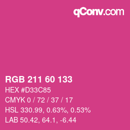 颜色代码: RGB 211 60 133 | qconv.com