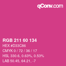 颜色代码: RGB 211 60 134 | qconv.com