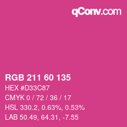 颜色代码: RGB 211 60 135 | qconv.com