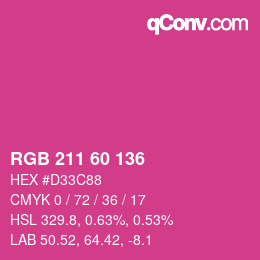 カラーコード: RGB 211 60 136 | qconv.com