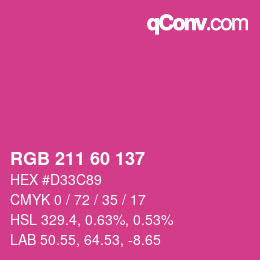 颜色代码: RGB 211 60 137 | qconv.com