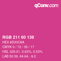 颜色代码: RGB 211 60 138 | qconv.com