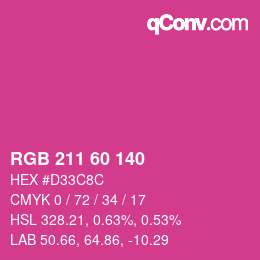 颜色代码: RGB 211 60 140 | qconv.com