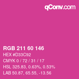 カラーコード: RGB 211 60 146 | qconv.com