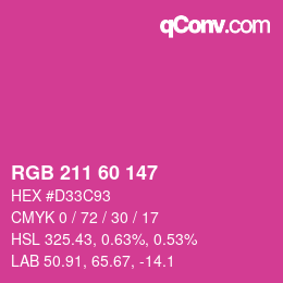 颜色代码: RGB 211 60 147 | qconv.com