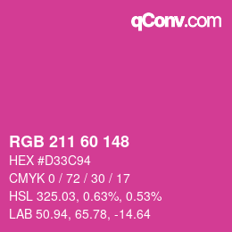カラーコード: RGB 211 60 148 | qconv.com
