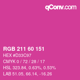 カラーコード: RGB 211 60 151 | qconv.com