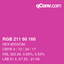 カラーコード: RGB 211 60 160 | qconv.com