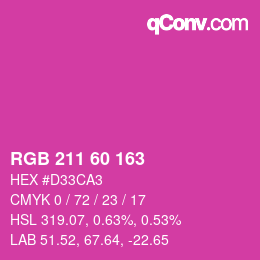 カラーコード: RGB 211 60 163 | qconv.com