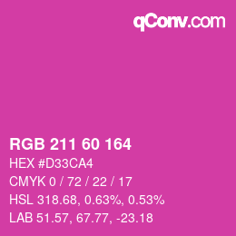 颜色代码: RGB 211 60 164 | qconv.com
