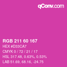 颜色代码: RGB 211 60 167 | qconv.com