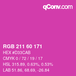 カラーコード: RGB 211 60 171 | qconv.com