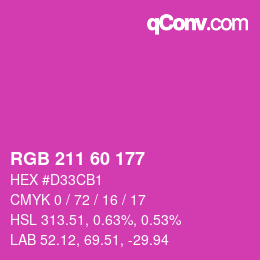 颜色代码: RGB 211 60 177 | qconv.com