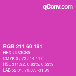 颜色代码: RGB 211 60 181 | qconv.com