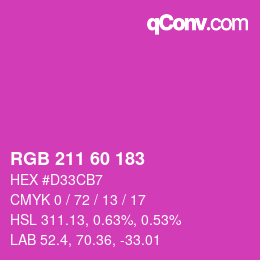 カラーコード: RGB 211 60 183 | qconv.com