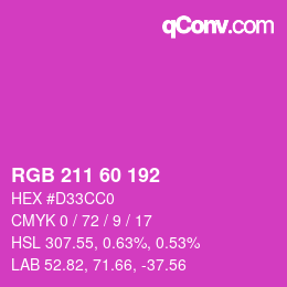 カラーコード: RGB 211 60 192 | qconv.com