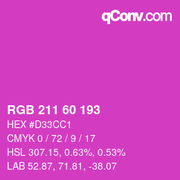 颜色代码: RGB 211 60 193 | qconv.com