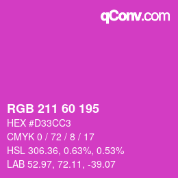颜色代码: RGB 211 60 195 | qconv.com