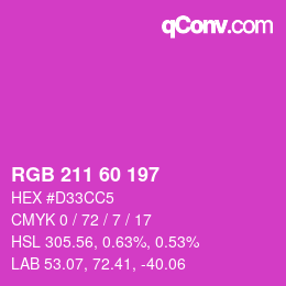 颜色代码: RGB 211 60 197 | qconv.com