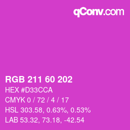 颜色代码: RGB 211 60 202 | qconv.com