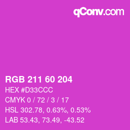カラーコード: RGB 211 60 204 | qconv.com