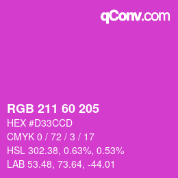 颜色代码: RGB 211 60 205 | qconv.com