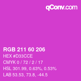 颜色代码: RGB 211 60 206 | qconv.com