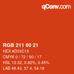 カラーコード: RGB 211 60 21 | qconv.com