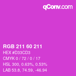 颜色代码: RGB 211 60 211 | qconv.com