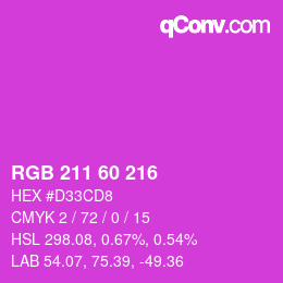 颜色代码: RGB 211 60 216 | qconv.com