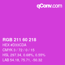 カラーコード: RGB 211 60 218 | qconv.com