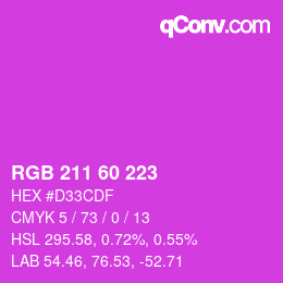 カラーコード: RGB 211 60 223 | qconv.com
