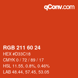 カラーコード: RGB 211 60 24 | qconv.com