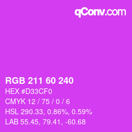 カラーコード: RGB 211 60 240 | qconv.com