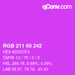 カラーコード: RGB 211 60 242 | qconv.com