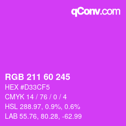 Color code: RGB 211 60 245 | qconv.com