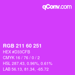 カラーコード: RGB 211 60 251 | qconv.com