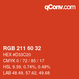 カラーコード: RGB 211 60 32 | qconv.com