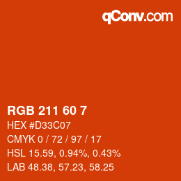 カラーコード: RGB 211 60 7 | qconv.com