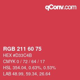 颜色代码: RGB 211 60 75 | qconv.com