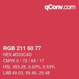 Farbcode: RGB 211 60 77 | qconv.com