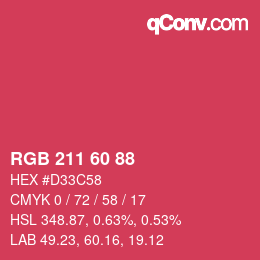 颜色代码: RGB 211 60 88 | qconv.com