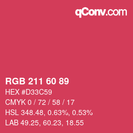 カラーコード: RGB 211 60 89 | qconv.com