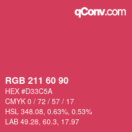 颜色代码: RGB 211 60 90 | qconv.com